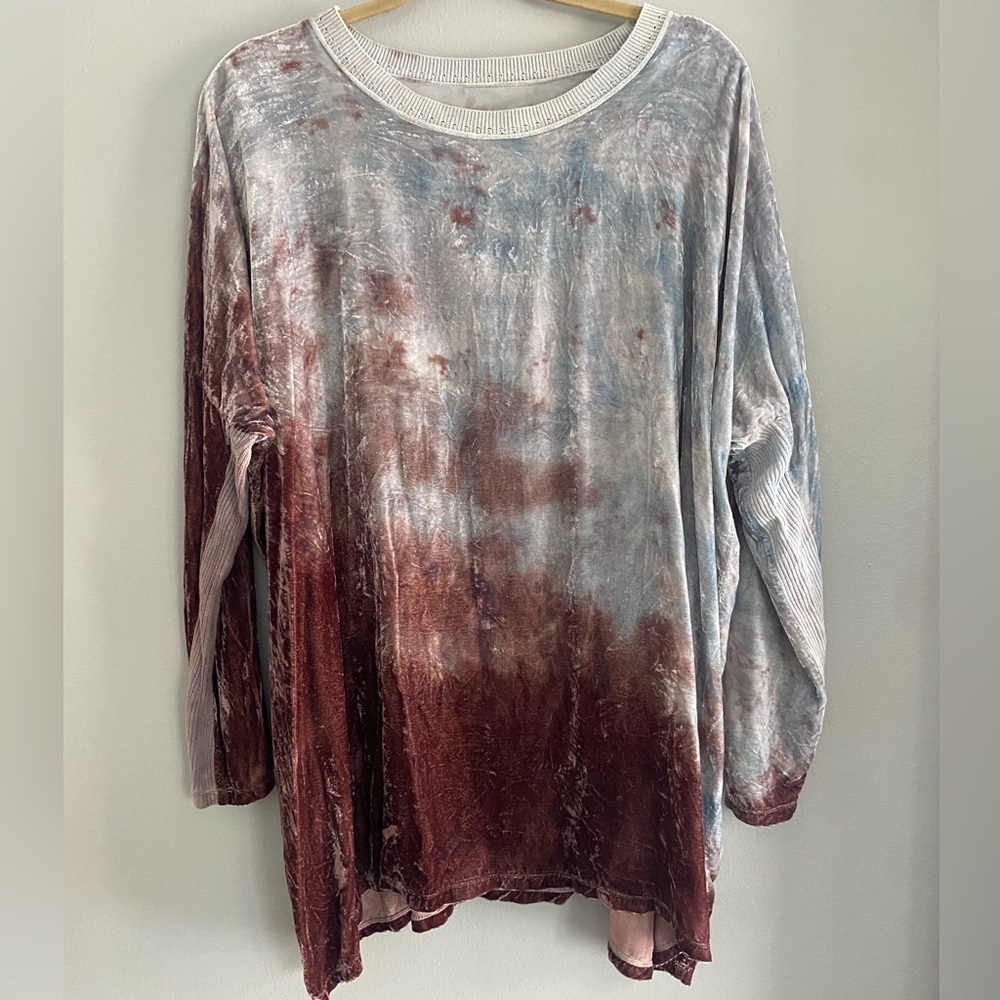 Johnny Was - Dorant Dip Dye Ombre Silk Blend Velvet Pullover Tunic